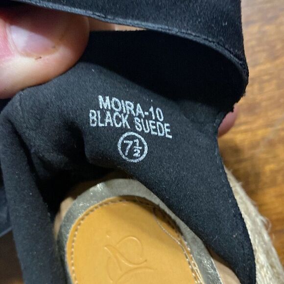 BellaMarie black suede leather platform wedge sandals size 7.5 - Picture 5 of 9